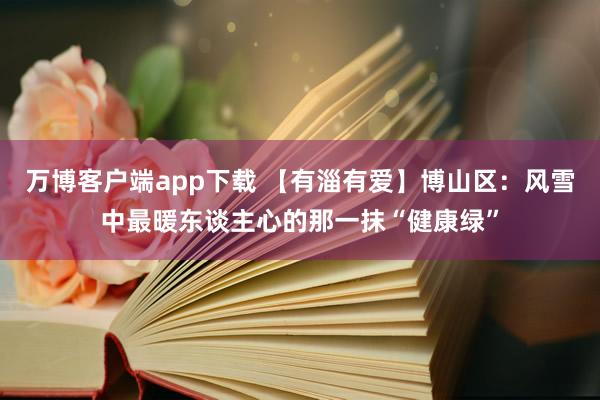 万博客户端app下载 【有淄有爱】博山区：风雪中最暖东谈主心的那一抹“健康绿”