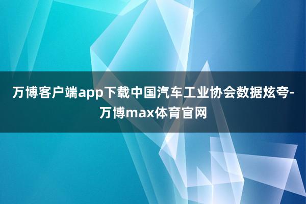 万博客户端app下载中国汽车工业协会数据炫夸-万博max体育官网