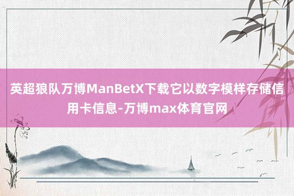 英超狼队万博ManBetX下载它以数字模样存储信用卡信息-万博max体育官网