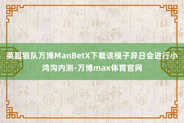 英超狼队万博ManBetX下载该模子异日会进行小鸿沟内测-万博max体育官网