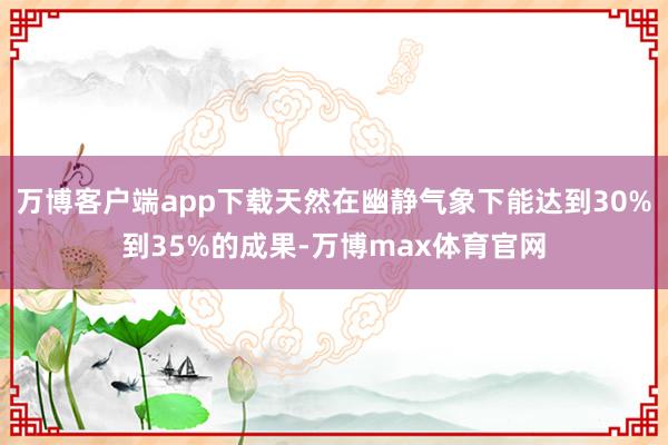 万博客户端app下载天然在幽静气象下能达到30%到35%的成果-万博max体育官网
